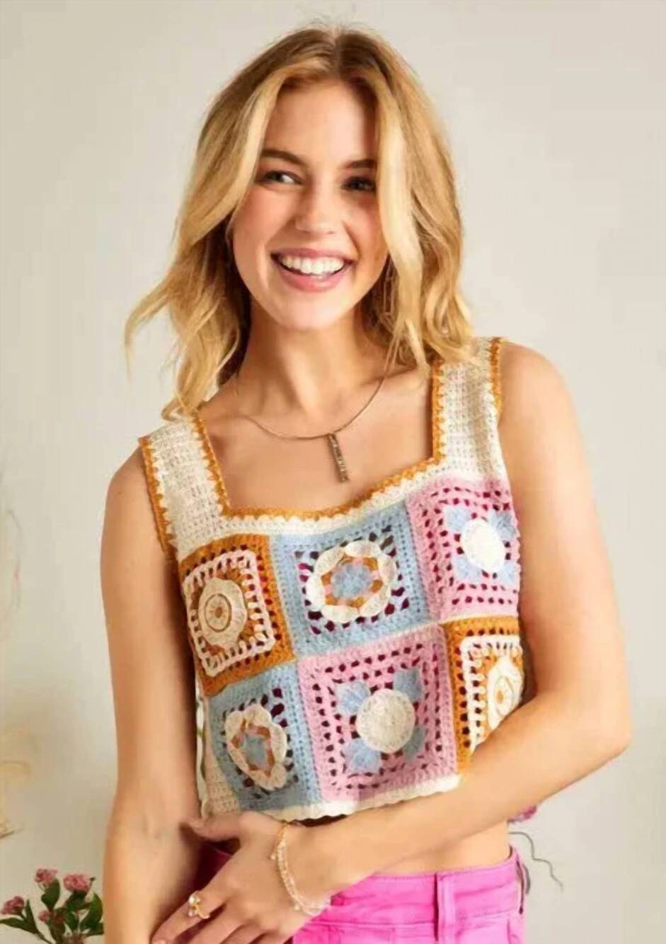 NEW VANILLA MONKEY crochet crop top in multi color